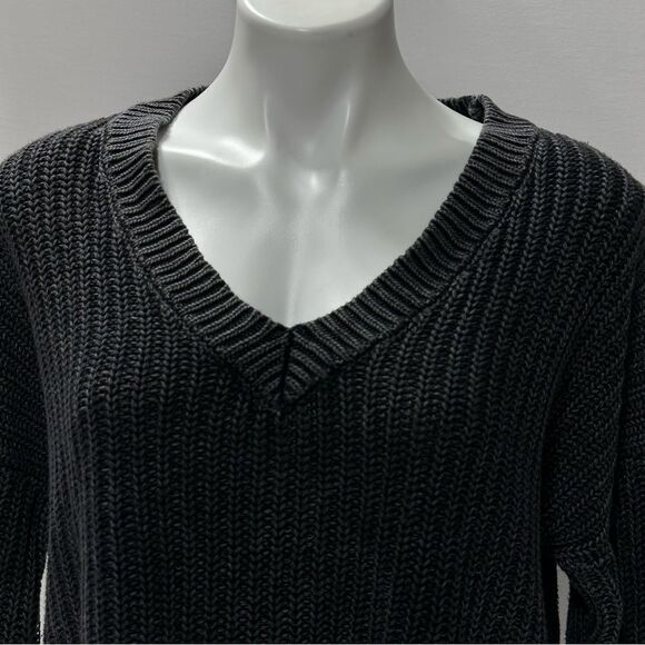 Love Pink Forenza Cropped Sweater Chunky Knit Sweater Grey V Neck M - Picture 10 of 10